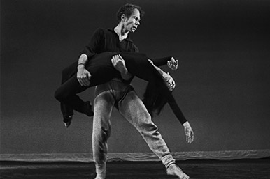 Merce Cunningham and Carolyn Brown; Crisis Rehearsal; BAM, 1970. Photo by James Klosty.